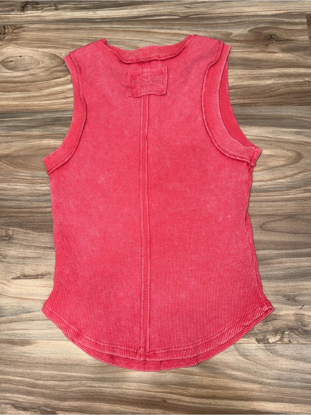 Hippie Rose Coral Pink Ribbed Button-Front Tank - Picture 2 of 3
